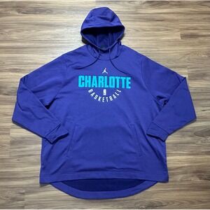 Jordan Charlotte Hornets NBA Basketball Hoodie Purple Dri-FIT Sz 3XL 858818-566